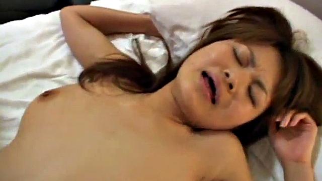 Hairy pussied asian babe gets pussy banged