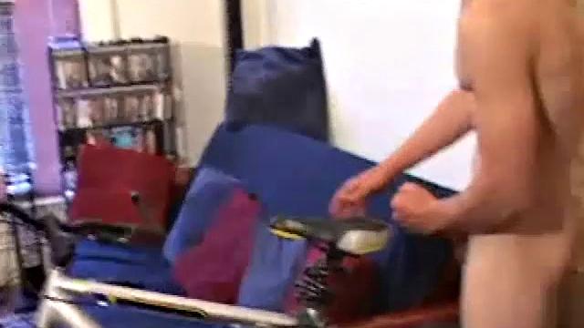 Andrew Patterson plays with his big cock before getting naked and stroking it with lube