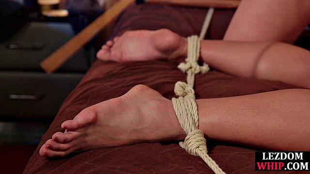 Bonded lezdom sub caned redraw