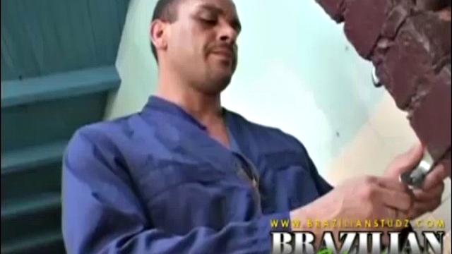 Gomez Aguilar is in his tool shed, upset that he hasn't in a while, so Luis de Pavia offers to help him out. Gomez strips naked to reveal his strapping muscles and obscenely huge cock.