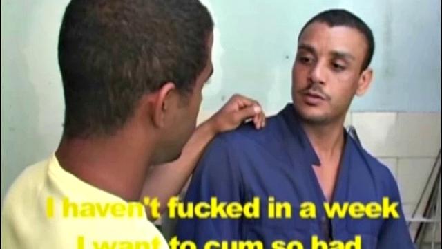 Gomez Aguilar is in his tool shed, upset that he hasn't in a while, so Luis de Pavia offers to help him out. Gomez strips naked to reveal his strapping muscles and obscenely huge cock.