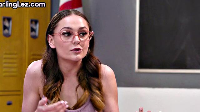 Lesbian schoolgirls pussylicking in class after playing