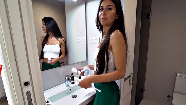 Big cock goes deep in maid's tight asshole and mouth, Jizzed!