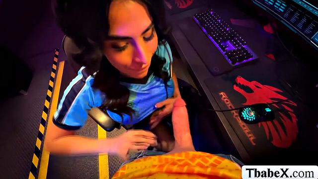 Fucking the ass of TS gamer while playing