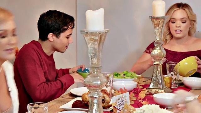 Horny stud pounds hairy MILF's pussy in doggystyle while wearing a skirt and a t-shirt