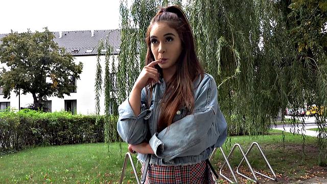 A Latina celebrity tease and fuck in a thong and skirt