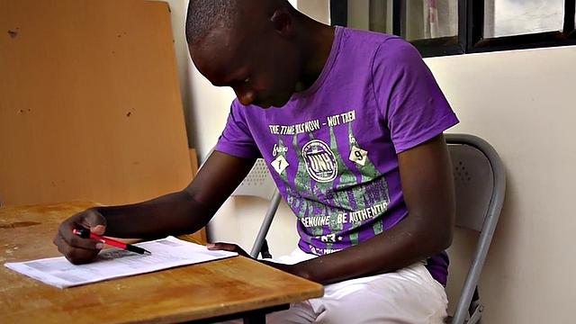 Ebony twink from Africa wanks cock in homemade solo