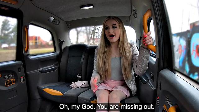 Petite passenger riding cab driver's cock