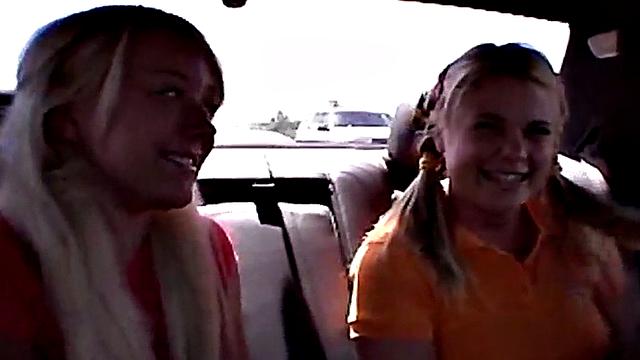 Little Summer fingered in the back of car in public