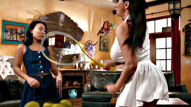 GIRLSWAY - Desperate MILF Romi Rain Finds Ways To Teach Stepdaughter Kimmy Kimm How To Play Tennis