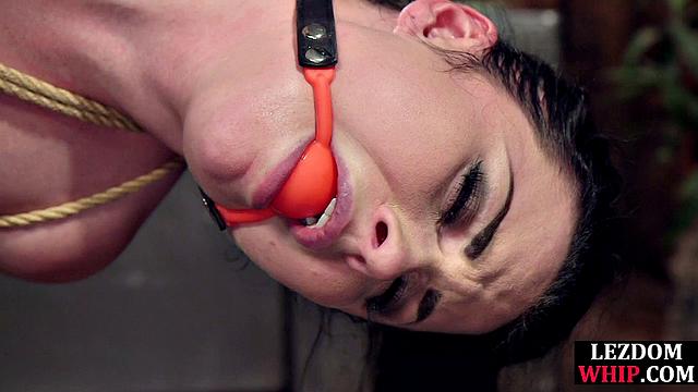 Nasty mistress strapon fucking tied slut