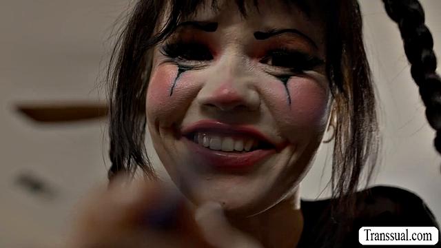 Slut clown gets fucked by TS roommate