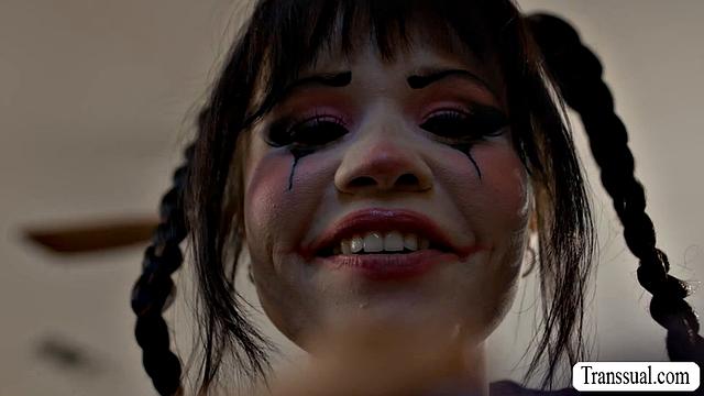 Slut clown gets fucked by TS roommate