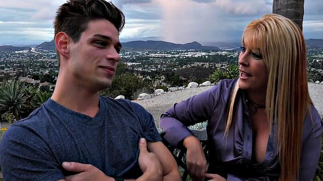 Hairy busty MILF rammed on couch by young dude