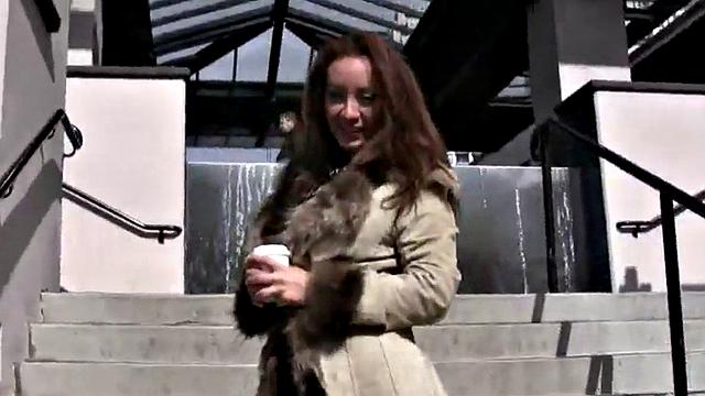 Amateur public slut sucks on cock