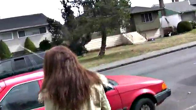 Amateur public slut sucks on cock