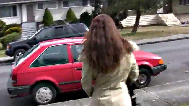 Amateur public slut sucks on cock