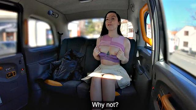 Big ass taxi client fucked outdoors in car by driver