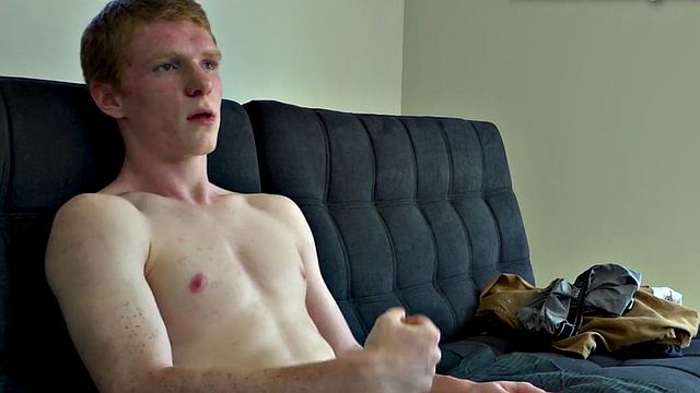 Auditioning jock jerks unshaved dick until cum spray