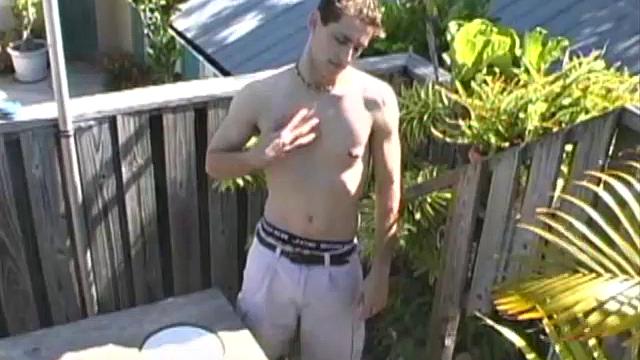 Out At the Hot Tub, 20 Yar Old Todd Starr is Horny and Looking for a Good Place to Stroke his Dick