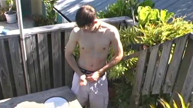 Out At the Hot Tub, 20 Yar Old Todd Starr is Horny and Looking for a Good Place to Stroke his Dick