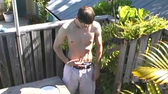 Out At the Hot Tub, 20 Yar Old Todd Starr is Horny and Looking for a Good Place to Stroke his Dick