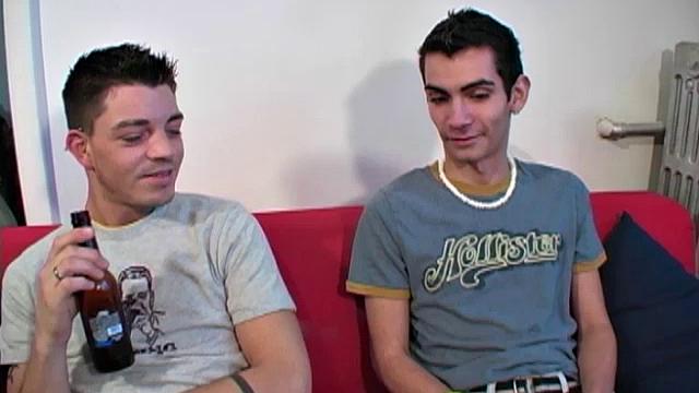 Young Corey and Donavin get a little horny, while drinking beer and decide to jerk off next to each other. Then Corey persuades Donavin into letting him suck his cock, which turns into a hot blow job.