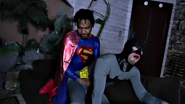 Gay cosplay duo enjoys anal sex on the couch