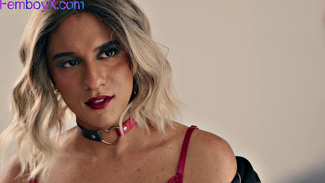 Lingerie femboi trap in steamy fuck
