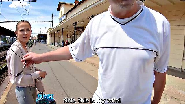 HUNT4K. Lassie with ponytail has sex for profit to her husband