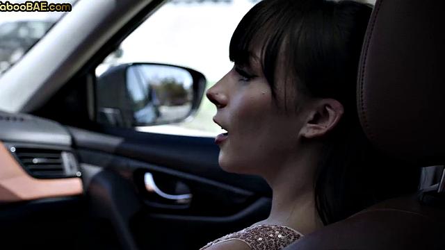 Petite babe deepthroating driver