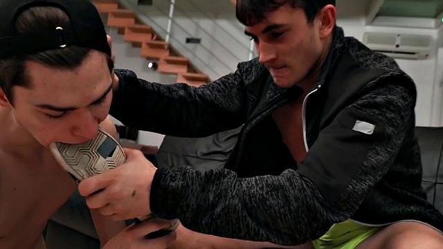 Gay twink enjoys socks and sneakers fetish anal