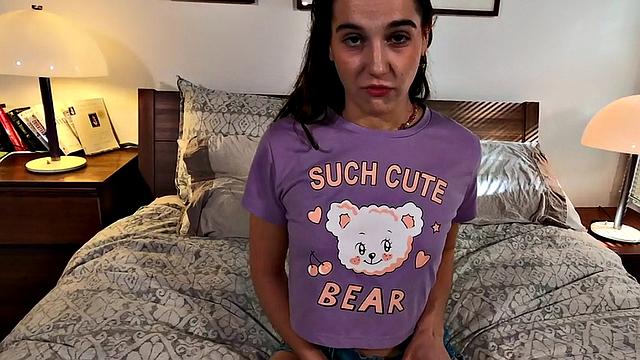 Petite stepteen talks dirty and fingers pussy before JOI