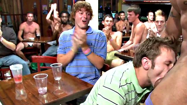 Real male stripper gets his cock sucked till cumshot