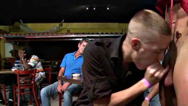 Real male stripper gets his cock sucked till cumshot