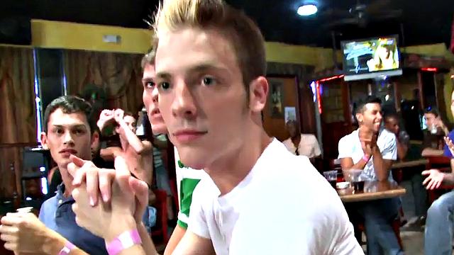 Real male stripper gets his cock sucked till cumshot