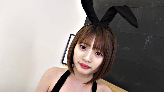 Yuika Takigawa has thong panties under her bunny costume