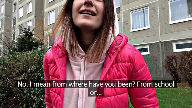 Russian babe with natural tits gets nailed hard in jeans and barefoot