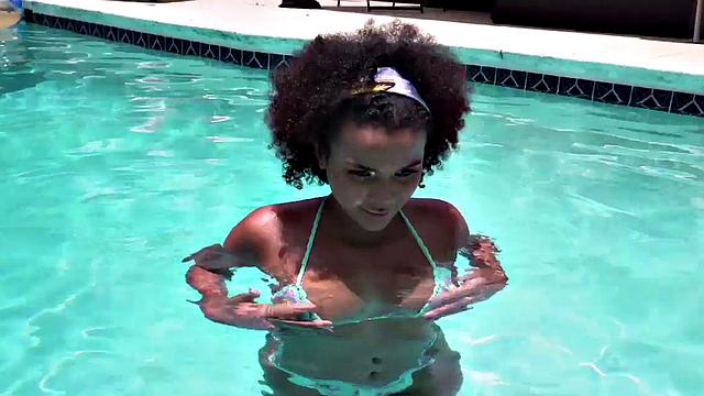 Oiled-up ebony babe with a big ass takes a hard pounding from BWC in her wet pussy hole