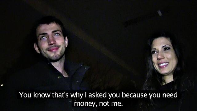 Spanish babe fucks a stranger for cash