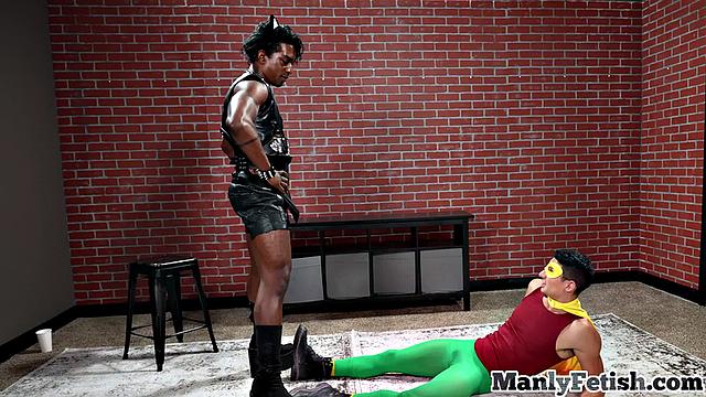 Black hung cosplayer drilling big white ass