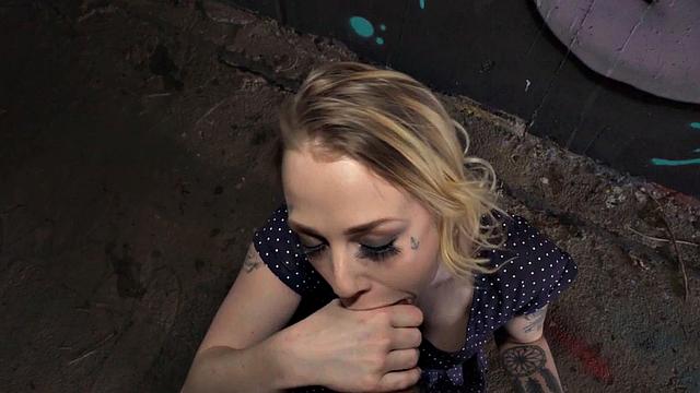 Public tattoed babe picked up and fucked doggystyle