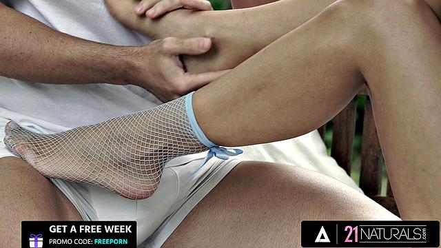 21 NATURALS - Blonde Babe Strokes Massive Cock with Soles Before Getting Raw