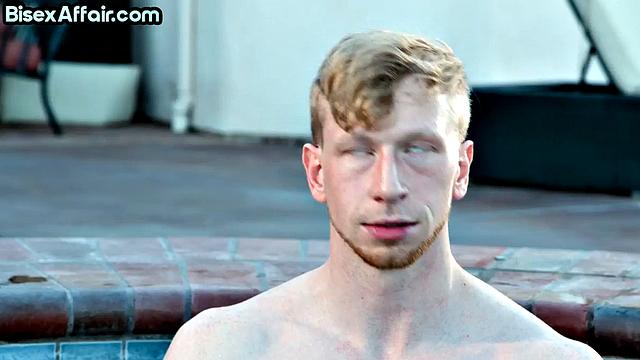 Outdoor jacuzzi bisexual three-way