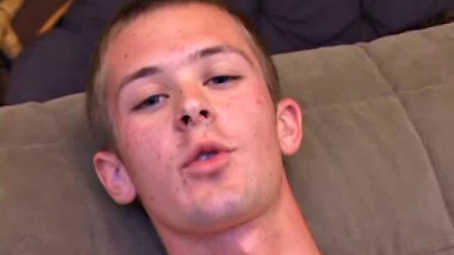 Tommy Nolan pulls out his big uncut dick for a tease, before getting naked and hard. At one point we get a nice look at this skinny boy's cute little butt.