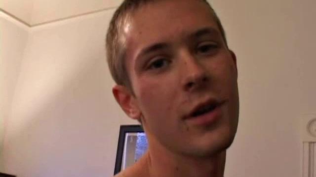 Tommy Nolan pulls out his big uncut dick for a tease, before getting naked and hard. At one point we get a nice look at this skinny boy's cute little butt.