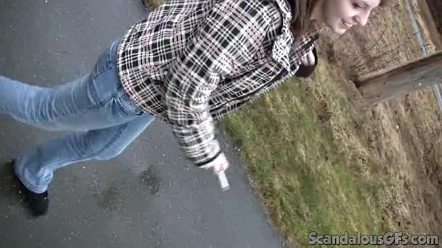 Sexy Horny Babe Sucks Cock Outdoors