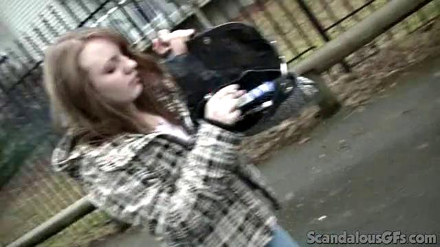 Sexy Horny Babe Sucks Cock Outdoors