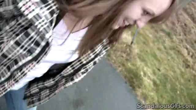 Sexy Horny Babe Sucks Cock Outdoors