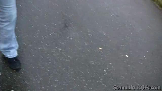 Sexy Horny Babe Sucks Cock Outdoors